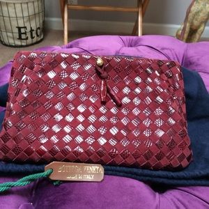 Bottega Venetia burgundy clutch